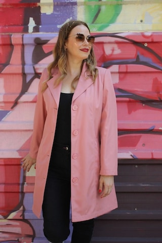1670 Düğmeli Cep Detaylı Bondit Ceket Pudra