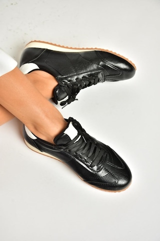 Fox Shoes U820730409 Siyah Spor Ayakkabı Sneakers Siyah-suni Deri Siyah