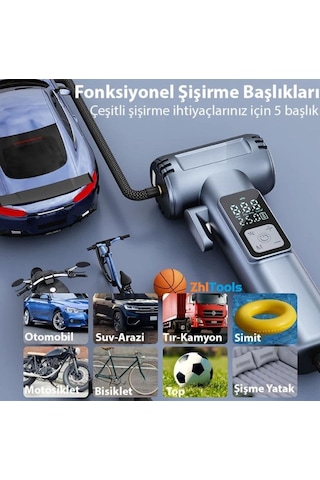 Zhltools St-5530 Dijital Şarjlı Araç Lastik Hava Şişirme Pompası Power Bank Penere Kırıcı