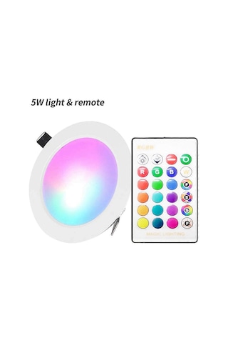 5w Led'li Gömme Aydınlatmalı Ir Uzaktan Kumandalı 16 Renk Ve 4 Yanıp Sönme Modu Kısılabilir Rgbw Renk Değiştiren Projektör Tavan Lambası Çok Renkli