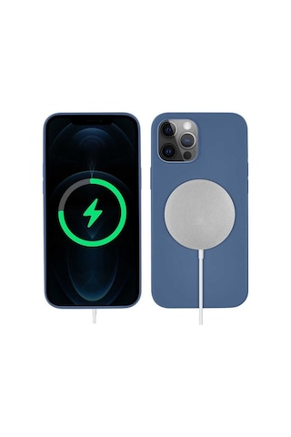 Apple Uyumlu iPhone 12 Pro Kılıf Zore Silksafe Wireless Kapak Mavi