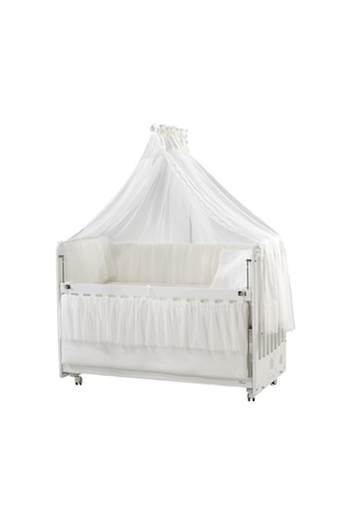 Meltem Kids Woody Anne Yanı Ahşap Sallanır Beşik 60 x 120 CM (Beyaz - Ekru) Beyaz