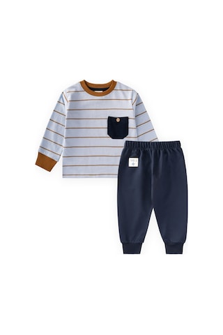 Cigit Çizgili Mevsimlik Pijama Takımı 1-8 Yaş Mavi