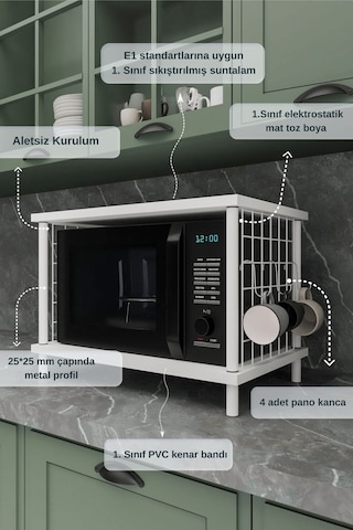 Mikrodalga Dolabı Beyaz B.d, Baharatlık, Iki Raflı Düzenleyici, Tezgah Üstü Raf Beyaz