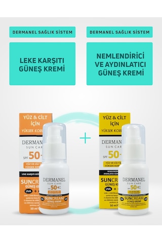 Dermanel Leke Karşıtı Güneş Kremi 50 ML + Dermanel Nemlendirici Ve Aydınlatıcı Güneş Kremi 50 ML