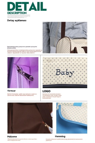 Çok Fonksiyonlu Şık Anne Çantası - Pembe 1001 Pembe