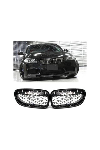 BMW 5 Serisi İçin Uyumlu E60 Diamond Panjur Piano Black Çerçeveli 2004-2009