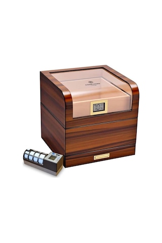 Cigarloong Camlı Katlı Humidor Puro Kutusu Tiger Desen 100s Cigarspa Elektronik Nemlendirme