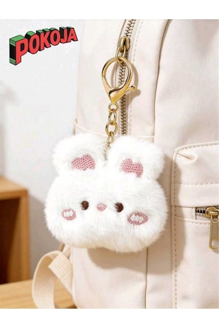 Pokoja Land 1 Paket Sevimli Tavşan Peluş Anahtarlık Çanta Charmı