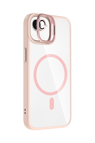 Adige Apple Uyumlu iPhone 16e Kılıf Etro Standlı + Kamera Lens Koruyucu Pembe