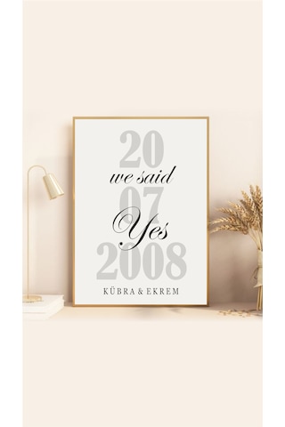 Aile Evlilik Yıl Dönümü Tablo Kartı A4 Ebatlarında Çerçeve Dahil