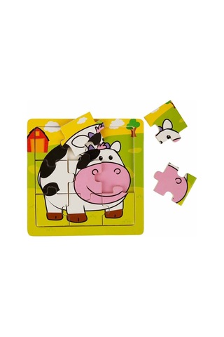 S00002907 Wooden Puzzle Anımals 9 Pcs 3 Ast
