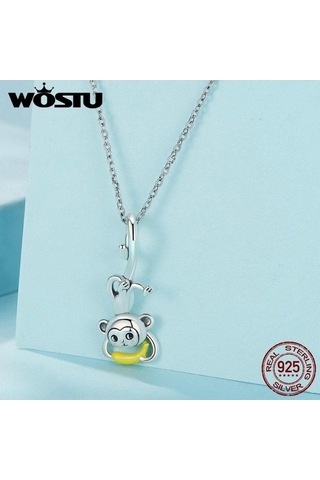 Novahub 925 Ayar Gümüş Maymun Muz Charm Boncuk Kolye Bilezik İçin Gümüş