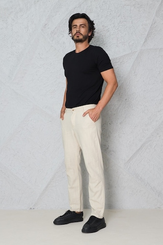 Blayn Jeans Erkek Fileto Cepli Yazlık Keten Pantolon Ekru