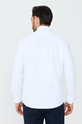 White Stone Beyaz Mikro Çizgili Dynamic Fit Erkek Uzun Kollu Gömlek Beyaz-02