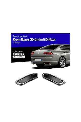 Volkswagen Passat B8 Krom Egzoz Görünümü Difüzör Çıtası 2015-2018