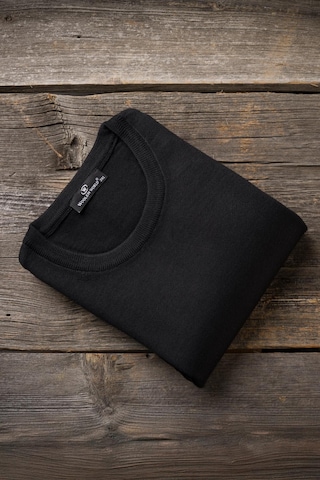 Woolen World Bisiklet Yaka Battal Büyük Boy Yünlü Triko Kazak Siyah