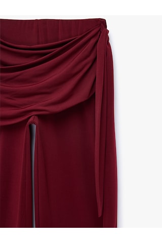 Koton Bağlama Detaylı Geniş Paça Pantolon Bordo 7wal40071ık