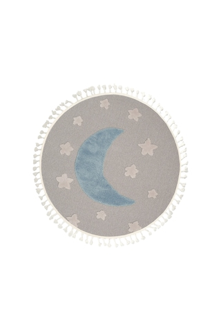 Dolce Vita Halı Kids 472 Moon Yuvarlak Çocuk Odası Halısı Mavi