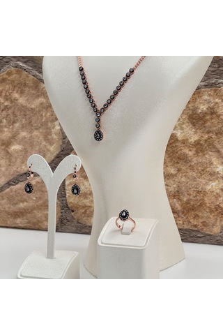 Elmas Montür Rosegold Su Yolu Damla Gümüş Set Takım Rose Gold