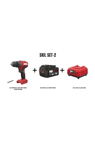 Skil Set-2 Skil Powertools 3021CA Akülü Darbeli Matkap Vidalama + Skil 3104AA 4AH Li Batarya Promo + Skil 3122AA 2.4A Şarj Cihazı