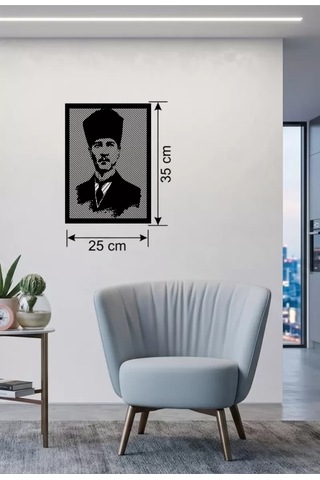 Znv Zenvia Mey İthalat Atatürk Line Art Metal Görünümlü Ahşap Tablo - Modern Ofis Ve Ev Dekoru Znv2025 Cmn Diğer