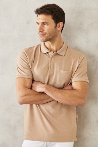 Ac&Co / Altınyıldız Classics Polo Yaka Cepli Regular Fit Bol Kesim Düz Tişört - 482518226 Bej