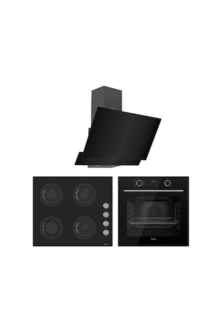 Ferre Fryart CS Serisi XE63CS - CS205 - D063 Siyah Cam Ankastre Set