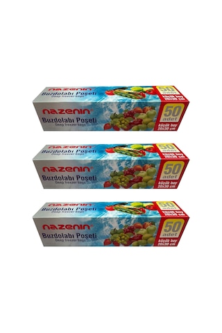 Nazenin Düz Kilitsiz Şeffaf Küçük Boy Buzdolabı Yemek Gıda Poşeti Torbası 3 x 50'li  20 x 30 CM