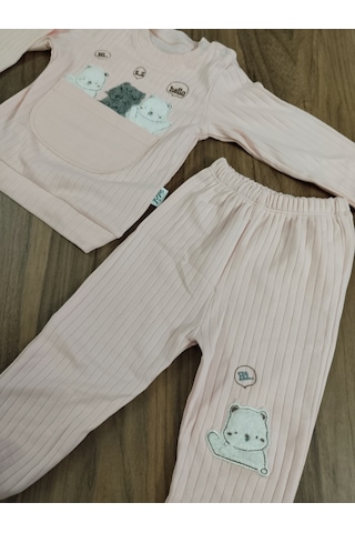 Egişbaby Kız Bebek Ayıcık Baskılı İkili Takım Açık Pembe