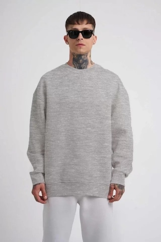 Veraura Lifestyle Unisex Biskilet Yaka Üç İplik Sweatshirt - Gri