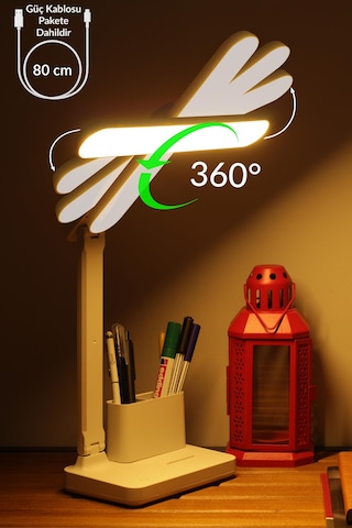Şarjlı Masa Lambası 3 Renk Dokunmatik Telefon Standlı Kademeli Çalışma Okuma Işığı Gece Lambası 24W