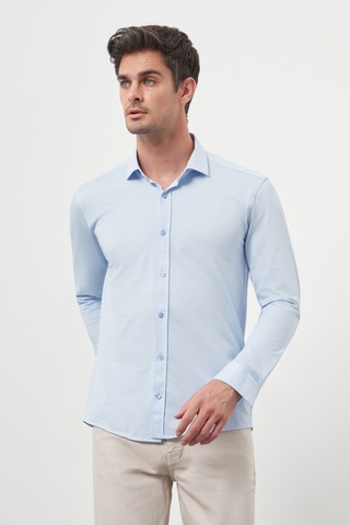 Morven Erkek A. Mavi Trend Slim Fit İtalyan Yaka Gömlek 25ms004005311 A. Mavi A. Mavi