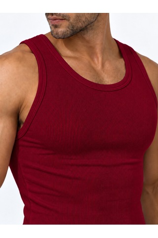 We&me Erkek Halter Yaka Slimfit Sporcu Likralı Atlet Bordo