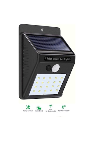 Su Geçirmez 20 Led Solar Aydınlatma Dış Mekan İçin Pır Hareket Sensörü İle Akıllı Işık Yeni Nesil Siyah