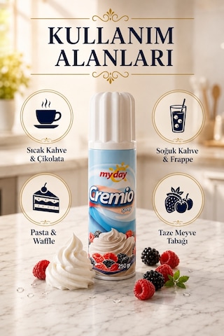 Myday Sprey Krem Şanti Pratik Kahve ve Pasta Süsleme Şantisi 250 G