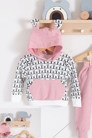 Babydonat Minik Ayıcıklar Desenli 2'li % 100 Pamuk Kız Bebek Takımı Pembe