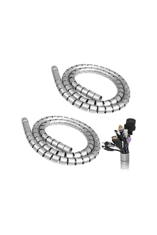 16 Mm Gri Spiral Kablo Toplayıcı, 1 Metre, 2 Adet Set