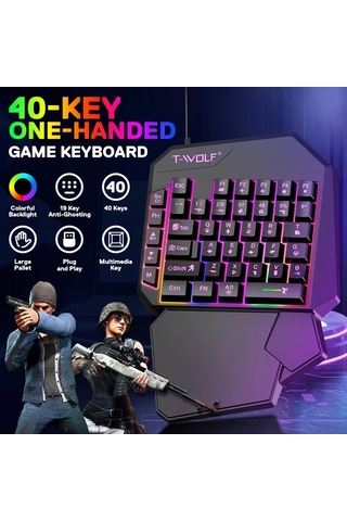 Techbloom Ergonomic Oyuncu Seti Black 35 Tus Uzun Süreli Oyun İçin Yorulmayan Rgb Programlanabilir Tek Elle Klavye Ve Fare Seti Diğer