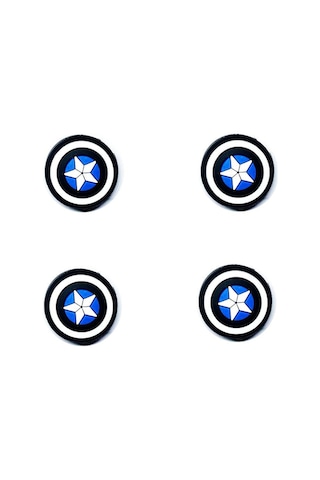 Desenli Sony Ps5/ps4/ps3 Analog Koruyucu Silikon Pad-kaptan Amerika Siyah