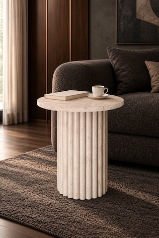 Soyasis Nola Bohem Yan Sehpa 40 Cm - Traverten-traverten