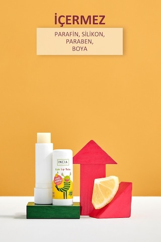 INCIA %100 Doğal Kids Dudak Besleyici Limonlu Bitkisel Nemlendirici Dudak Bakım Kremi 6 G