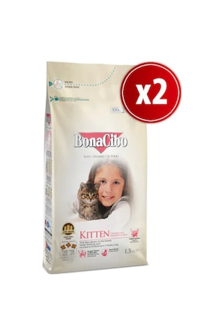 BonaCibo Kitten Tavuklu Yavru Kedi Maması 2 x 1500 G