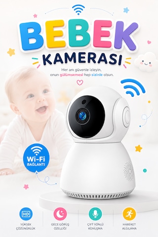 Tek Kameralı Evcil Hayvan Bebek ve Yaşlı Bakım Kamerası Gece Görüşlü Karşılık Konuşma Özellikli