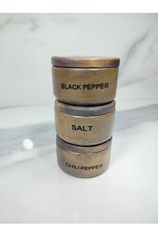 3 Lü Ahşap Baharatlık Ahşap