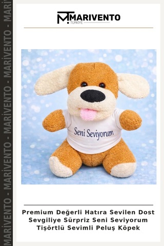 Premium Değerli Hatıra Sevilen Dost Sevgiliye Sürpriz Seni Seviyorum Tişörtlü Sevimli Peluş Köpek Çok Renkli