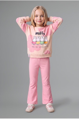 Defacto Miffy Baskılı Sweatshirt Üst İspanyol Paça Pantolon Alt 2li Takım Kız Bebek I2162a526auer233 Ekru-er233