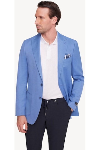 Erkek İndigo Mavi Regular Fit Sivri Yaka Tek Ceket 001