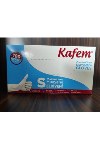 Kafem Beyaz Lateks Eldiven Pudralı (M) 100 Lü X 5 Paket