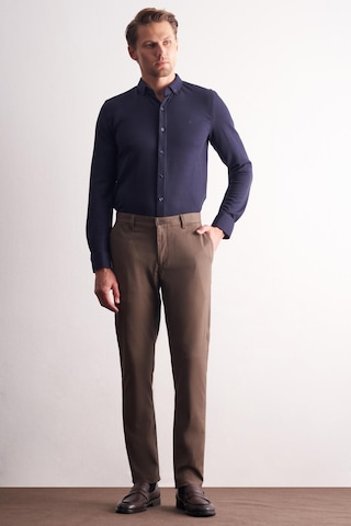 Kahverengi Yan Cep Düz Paça Pamuklu Comfort Fit Chino Casual Pantolon 1003255167 Kahverengi
